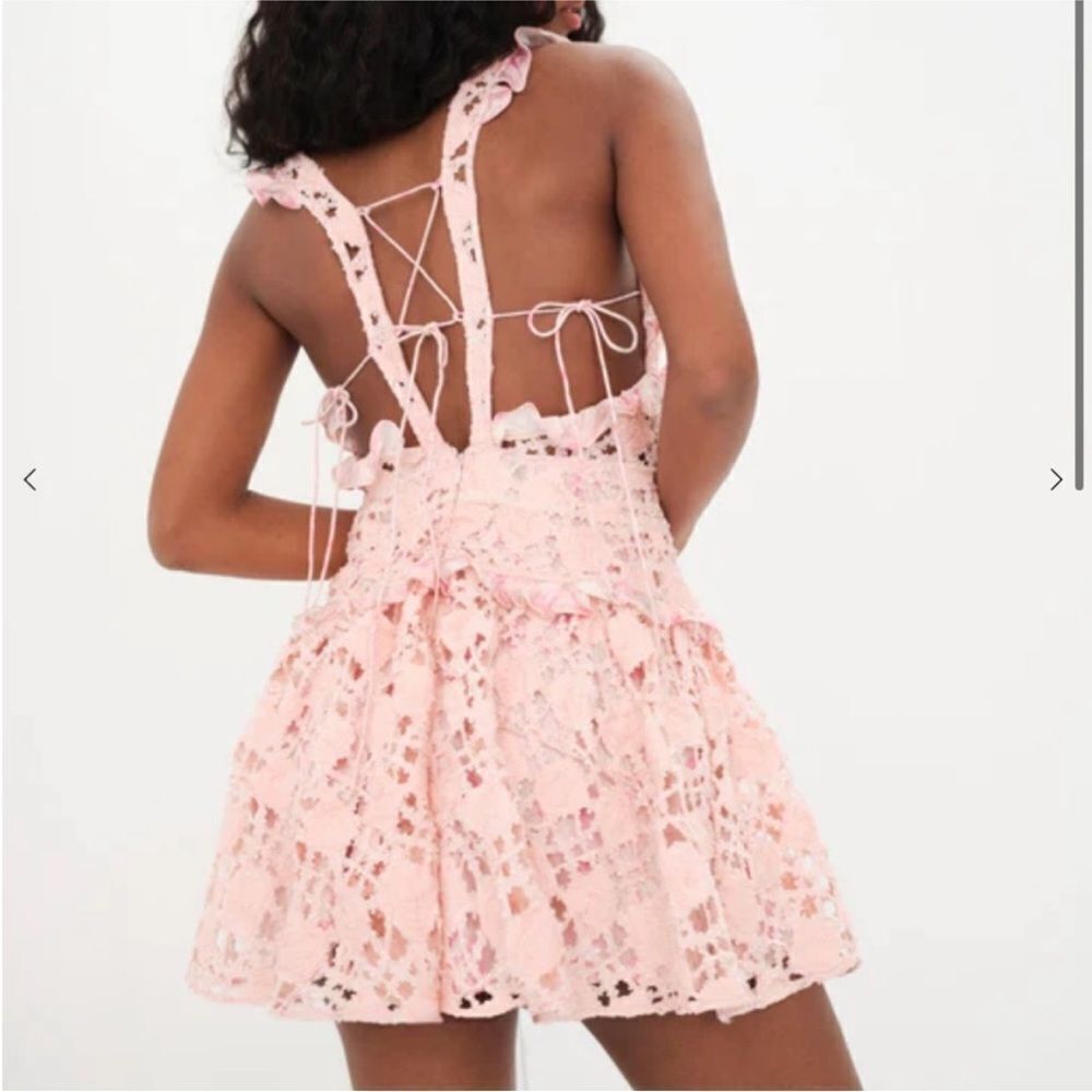 For Love and Lemons Alessia Pink Flora Ruffle Mini Dress | Size M - Picture 3 of 12